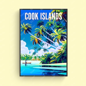 Cartel de las Islas Cook, Cartel de la Polinesia Francesa, Impresión de viajes tropicales, Arte de la pared de las Islas Cook, Sin enmarcar