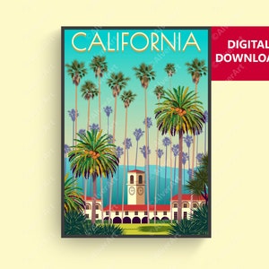 California Travel Poster, California Print, California  Wall Art, Digital Art, Unframed