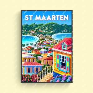 Caribbean Print, St Maarten Poster, Tropical Travel Print, Caribbean Wall Art, Unframed