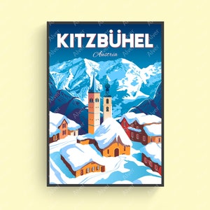 Tyrol Kitzbuhel Poster, Austria Poster, Austria Travel Print, Mountain Poster, Tyrol Wall Art, Tyrol Poster, Unframed
