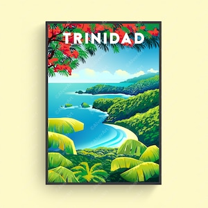 Cartel del Caribe, Impresión de Trinidad, Impresión de viajes tropicales, Arte de la pared del Caribe, Arte digital, Sin enmarcar