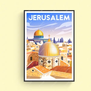 Jerusalem Poster, Israel Poster, Jerusalem Travel Print, Israel Wall Art, Digital Art, Unframed