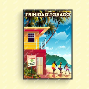 Caribbean Poster, Trinidad Tobago Poster, Tropical Print, Caribbean Travel Print, Caribbean Wall Art, Unframed