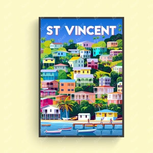 Caribbean Poster, St Vincent Poster, Tropical Travel Print, Caribbean Wall Art, Unframed