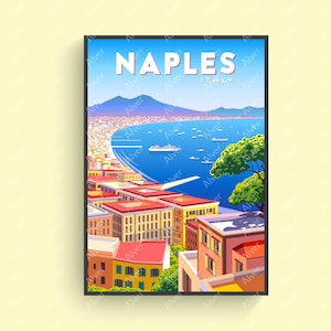 Affiche de Naples, Affiche d’Italie, Impression de voyage en Italie, Art mural d’Italie, Non encadré