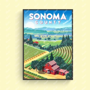 California Poster, Sonoma Poster, Sonoma Valley Print, California Wall Art, Sonoma County Poster, Unframed