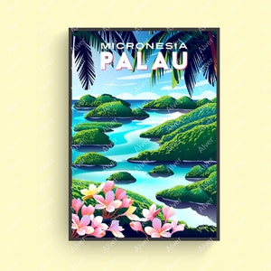 Palau Poster, Tropical Poster, Tropical Travel Print Wall Art, Koror Poster, ungerahmt