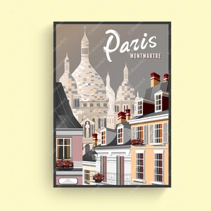 Montmartre Poster, Paris Poster, France Poster, France Travel Print, French Wall Art, Digital Art, Unframed