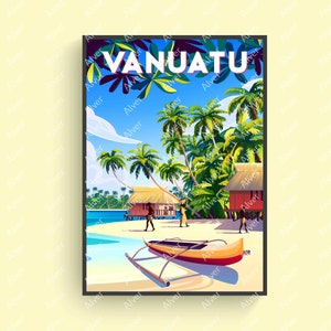 Pôster de Vanuatu, pôster tropical, impressão de viagem tropical, arte de parede de Vanuatu, sem moldura