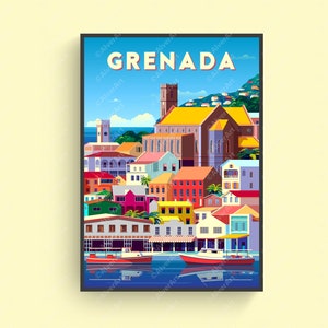 Grenada Poster, Caribbean Poster, Tropical Print, Caribbean Travel Print, Caribbean Wall Art, Unframed