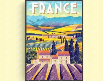 Provence France Travel Poster, Retro French Wall Art