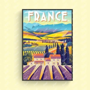 France Poster, Provence Poster, France Travel Print, French Wall Art, Retro Style Poster, Unframed