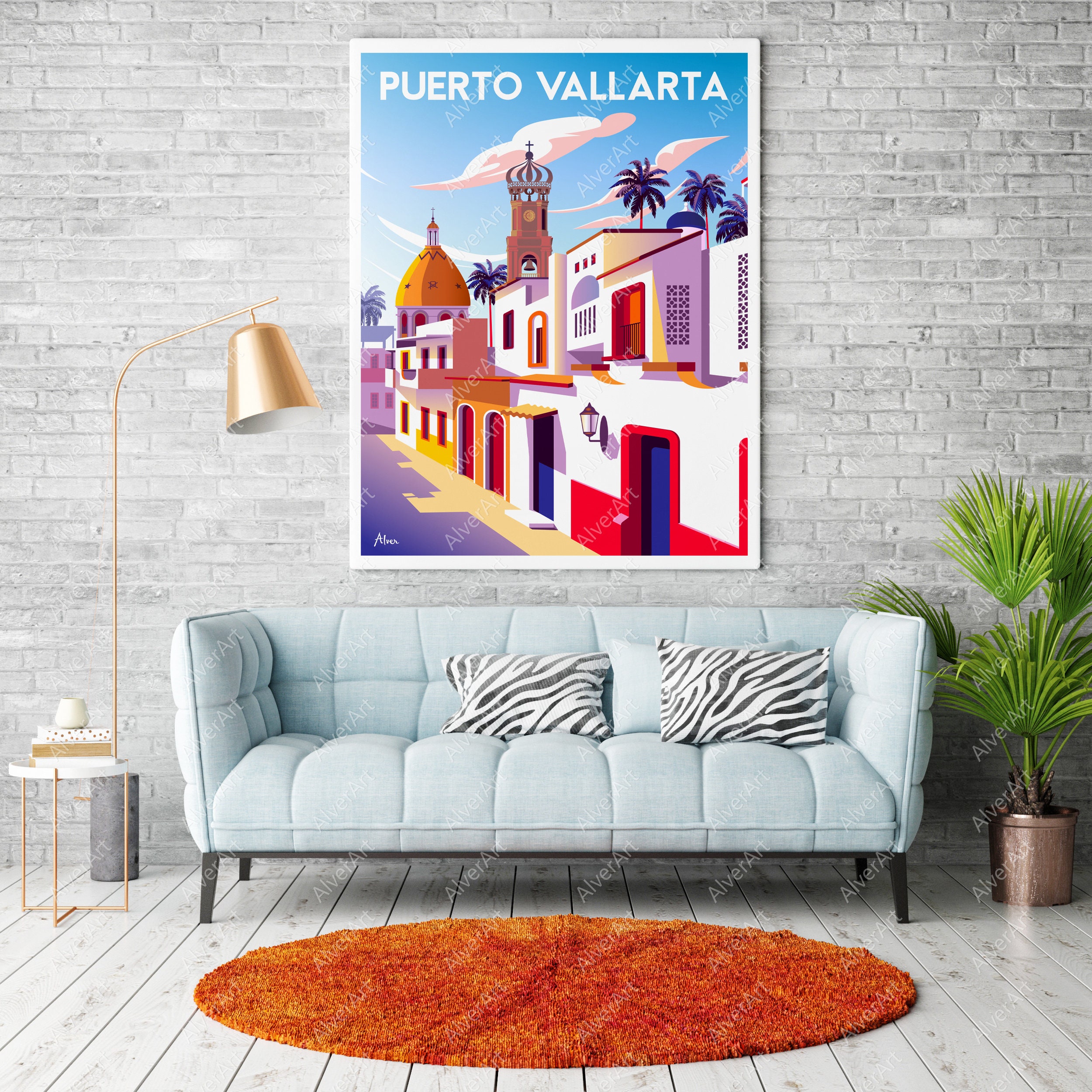 Cartel de Puerto Vallarta cartel de México impresión de Etsy México