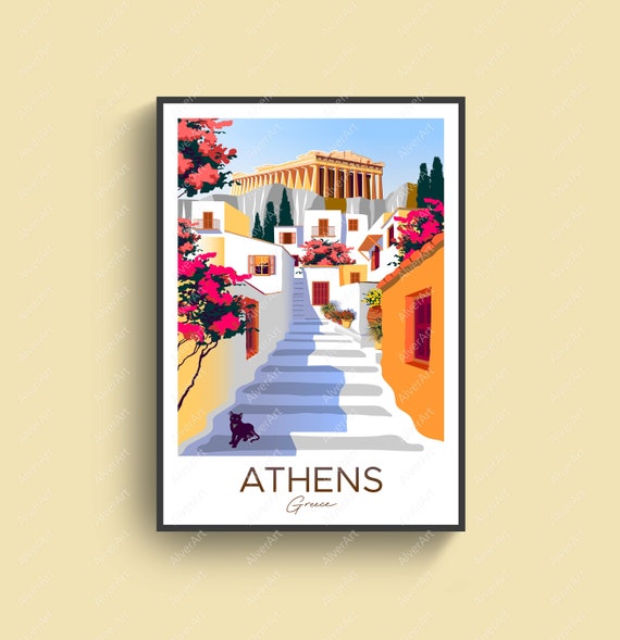 Greece Poster, Athens Poster, Greece Travel Print, Greece Wall Art, Digital Art, Unframed