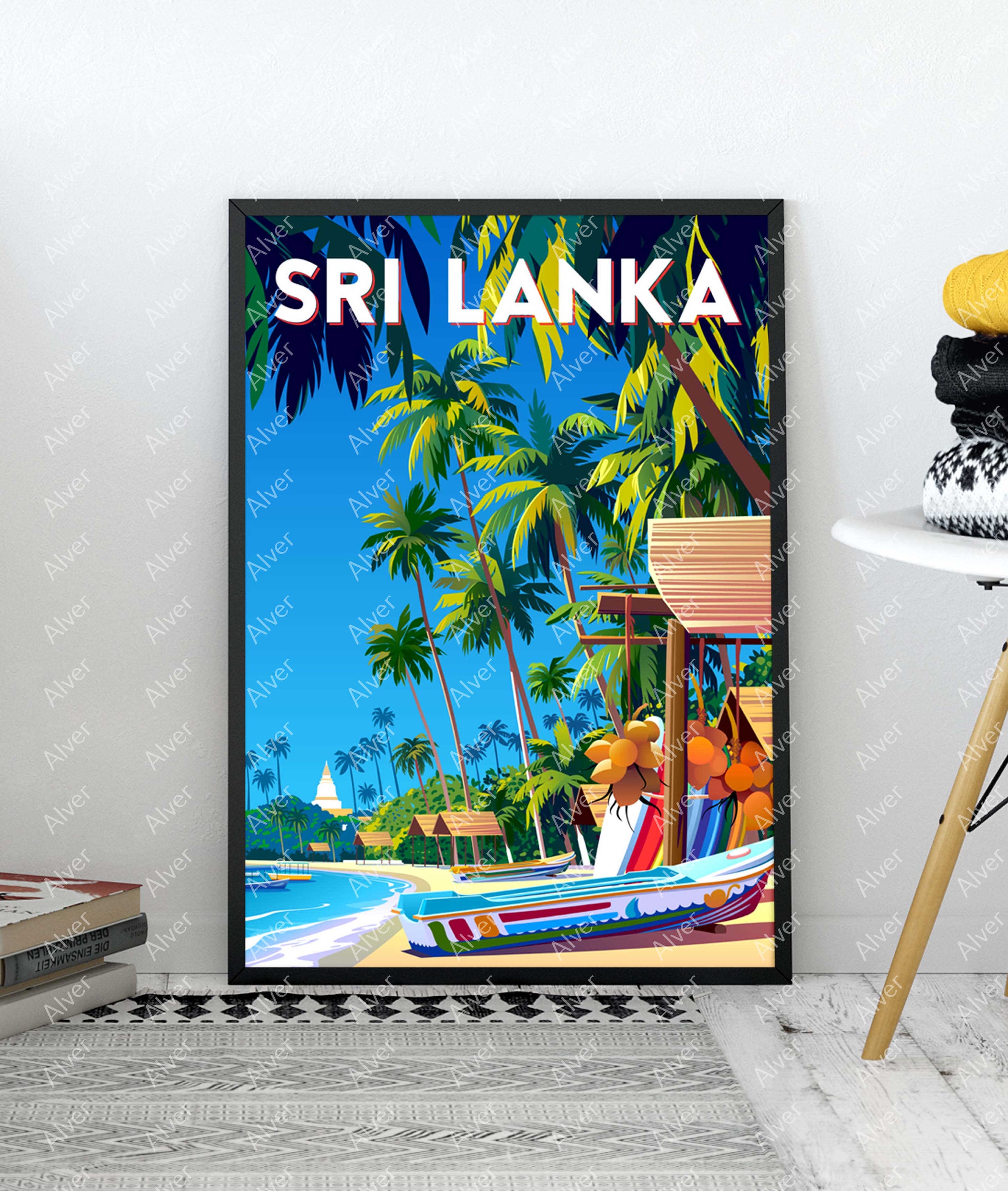 Beach Lanka Lanka Art, Digital Art, Unframed Sri Africa Wall Etsy Poster, Print, Print, - Ceylon Sri Poster,