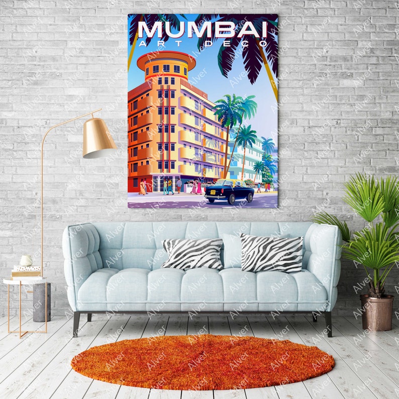 India Poster Mumbai Poster Bombay Print Art Deco Etsy