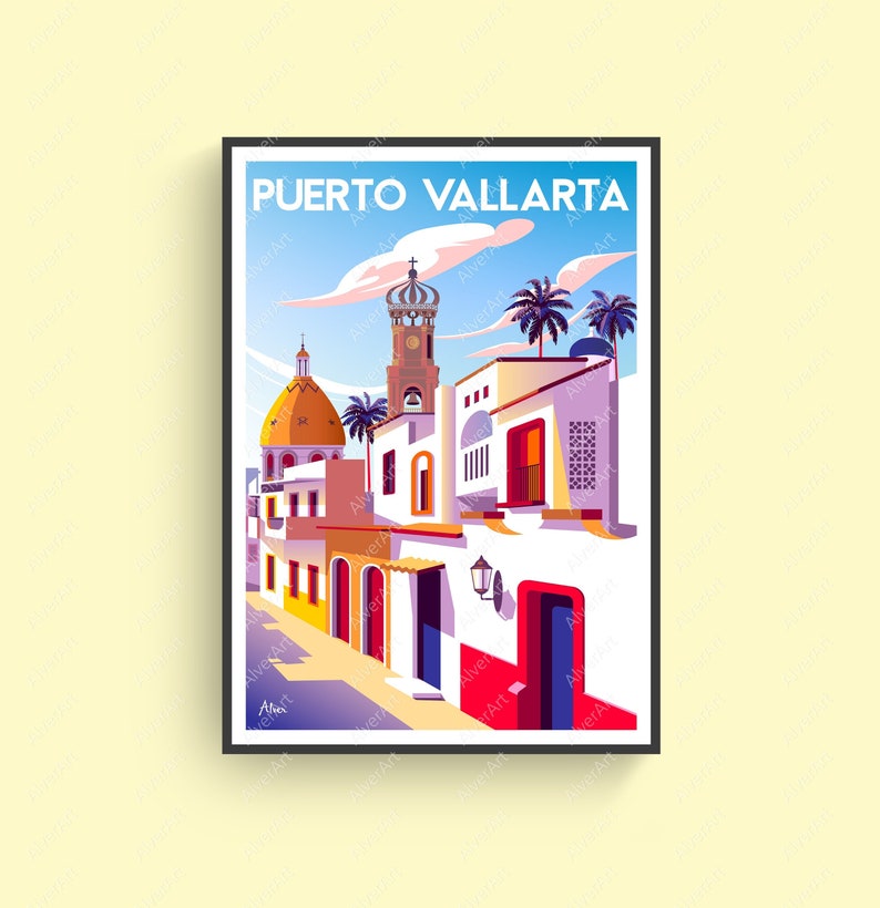 Puerto Vallarta Poster Mexico Poster Mexico Travel Print Etsy