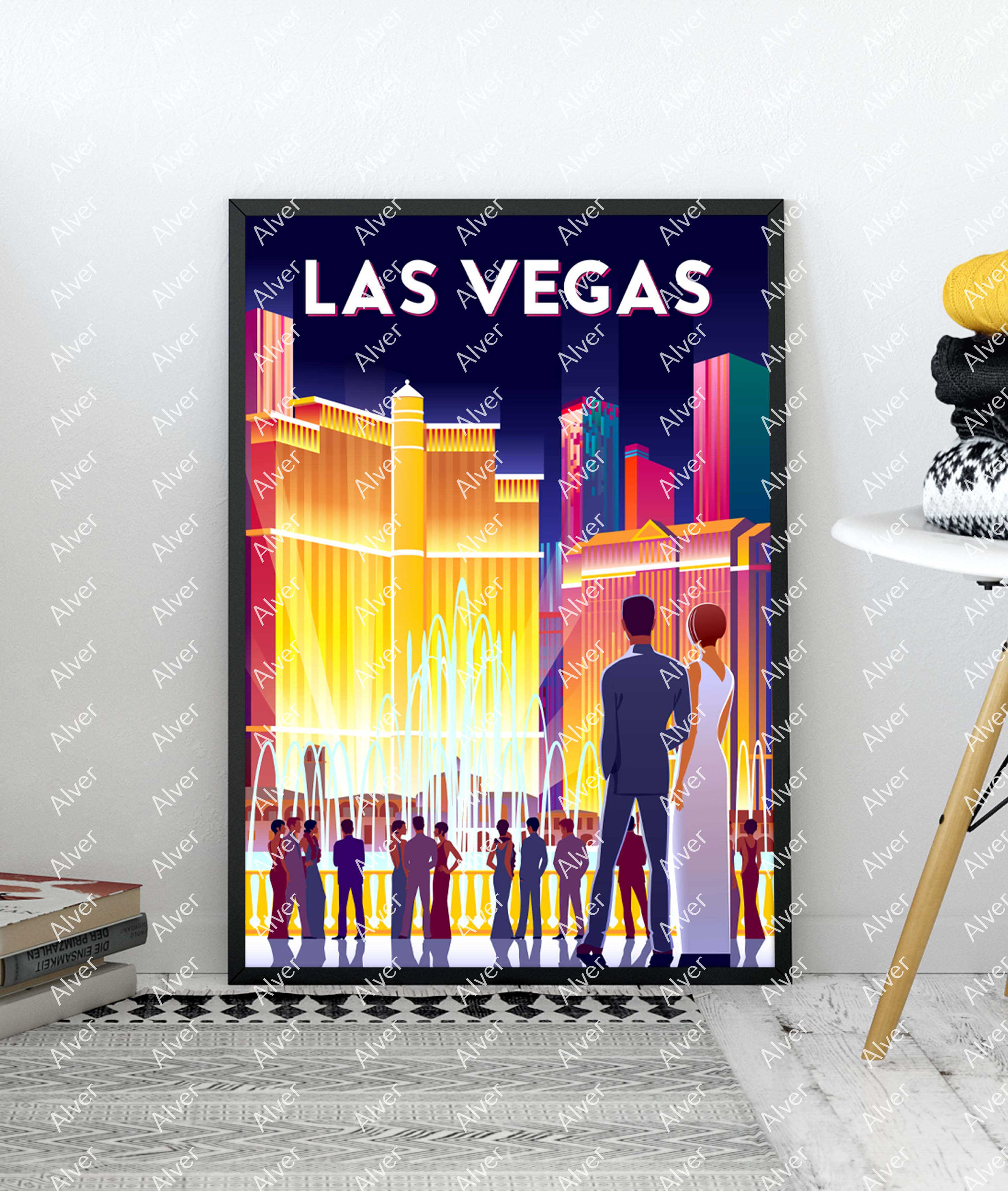 Art Deco Poster, Las Vegas Poster, Nevada Poster, Las Vegas Travel