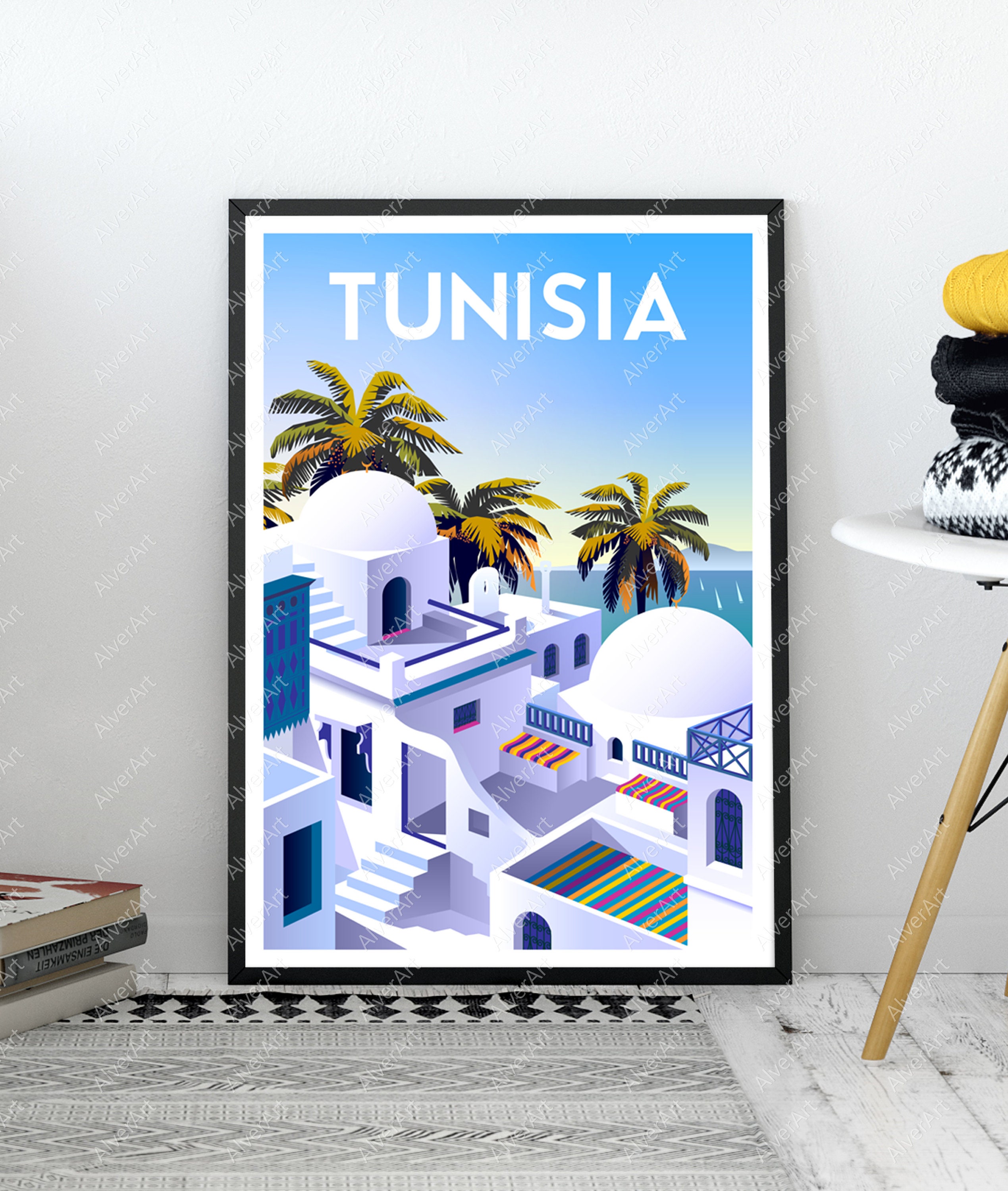 Tunisia Poster, Sidi Bou Said Poster, Africa Poster, Tunisia