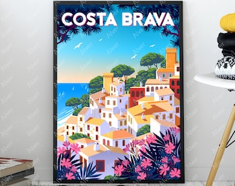 Affiche Vintage Costa Brava Espagne - Poster 40x60cm - Reproduction Neuve