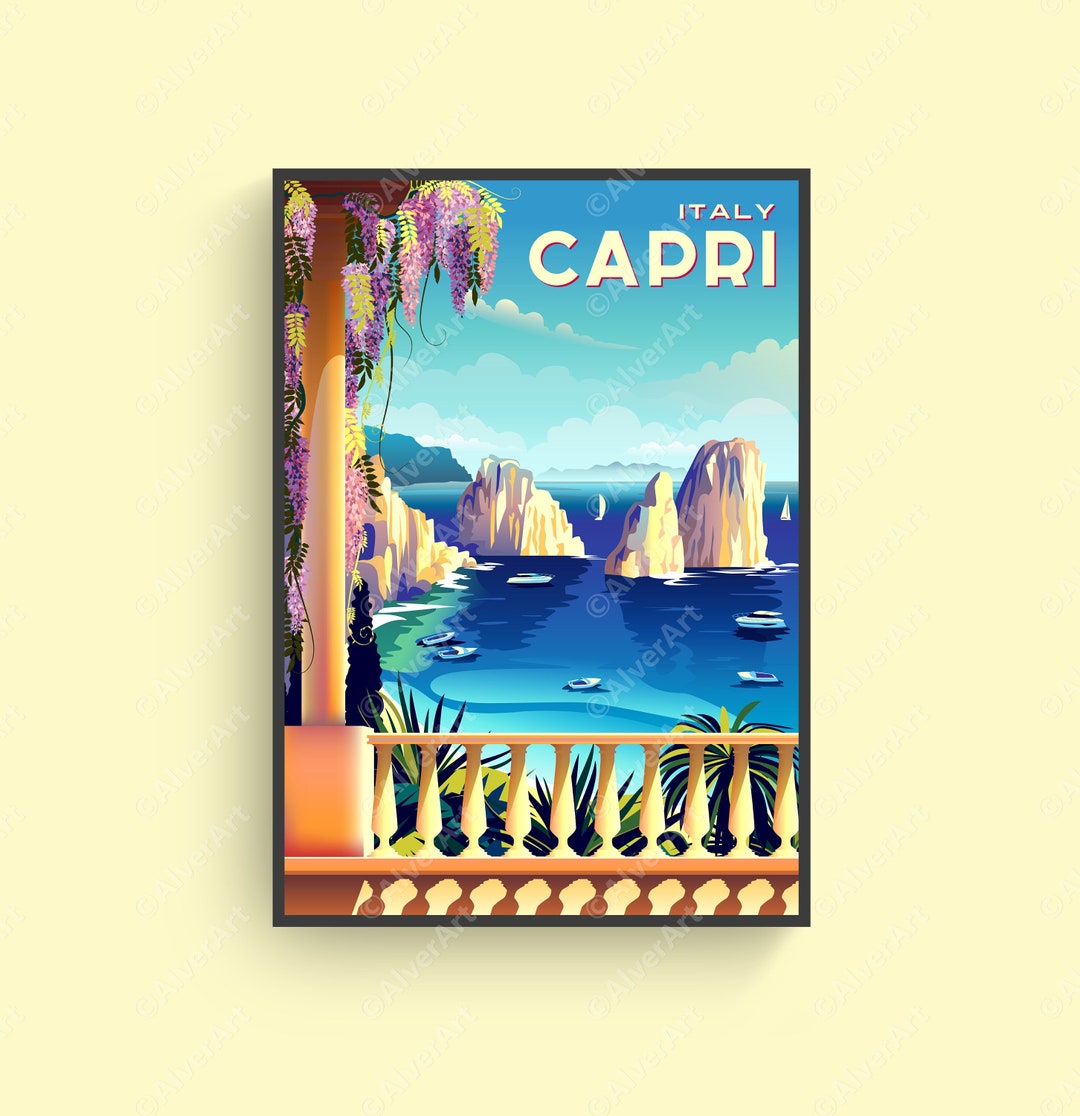 Italy Poster, Capri Poster, Italy Print, Italy Wall Art, Digital Art