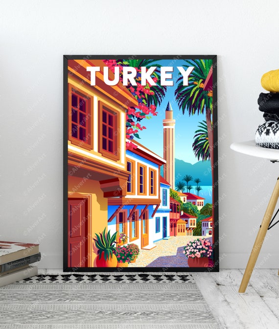 Turkey Poster, Turkey Travel Print, Turkey Wall Art, Digital Art