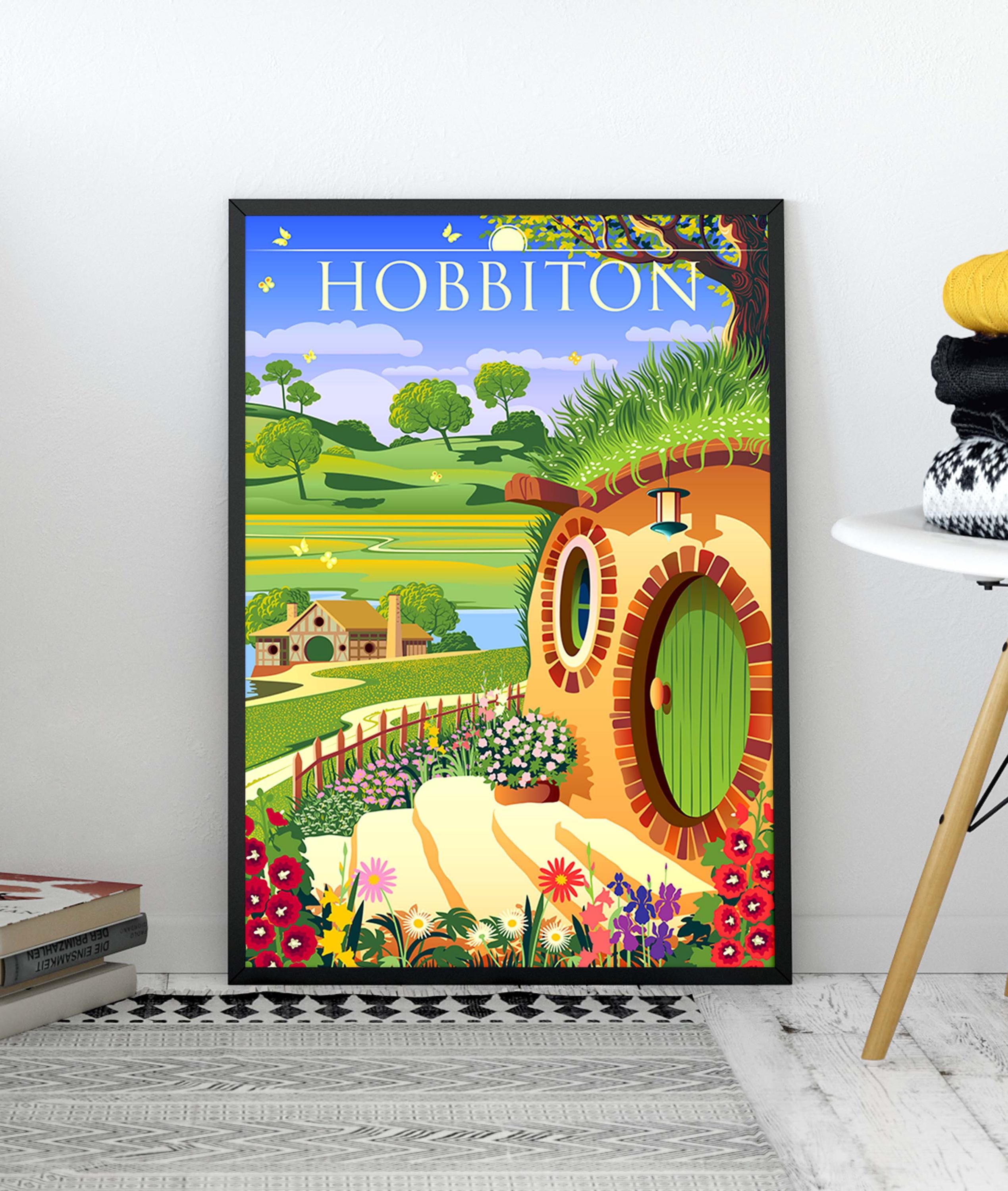Hobbiton Vintage Poster | Middle-earth Wall Print | Lord of the Rings ...