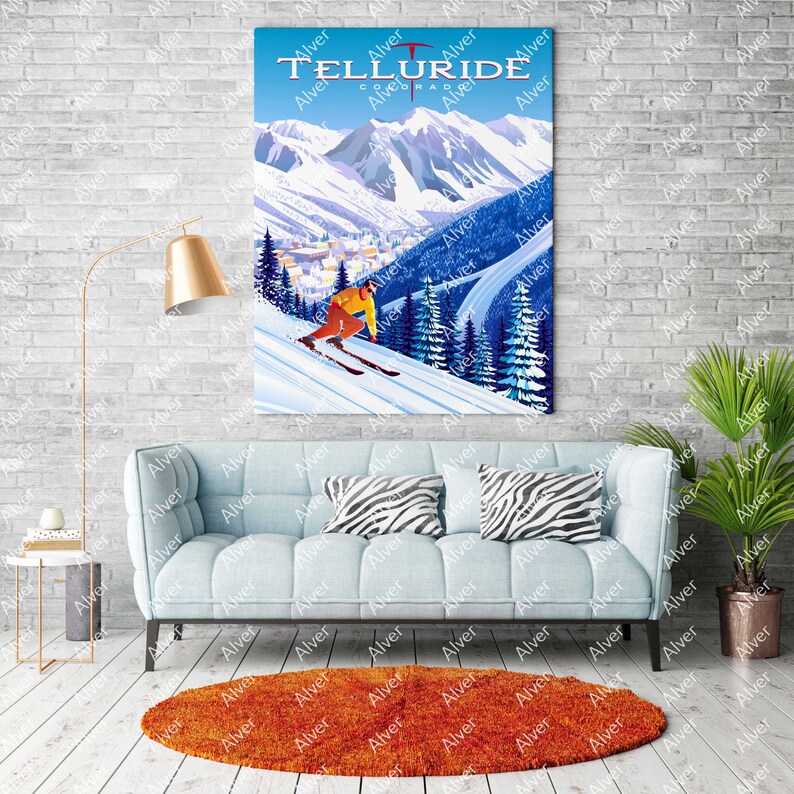 Telluride Poster, Colorado Poster, Colorado Wall Art, Ski Mountain ...