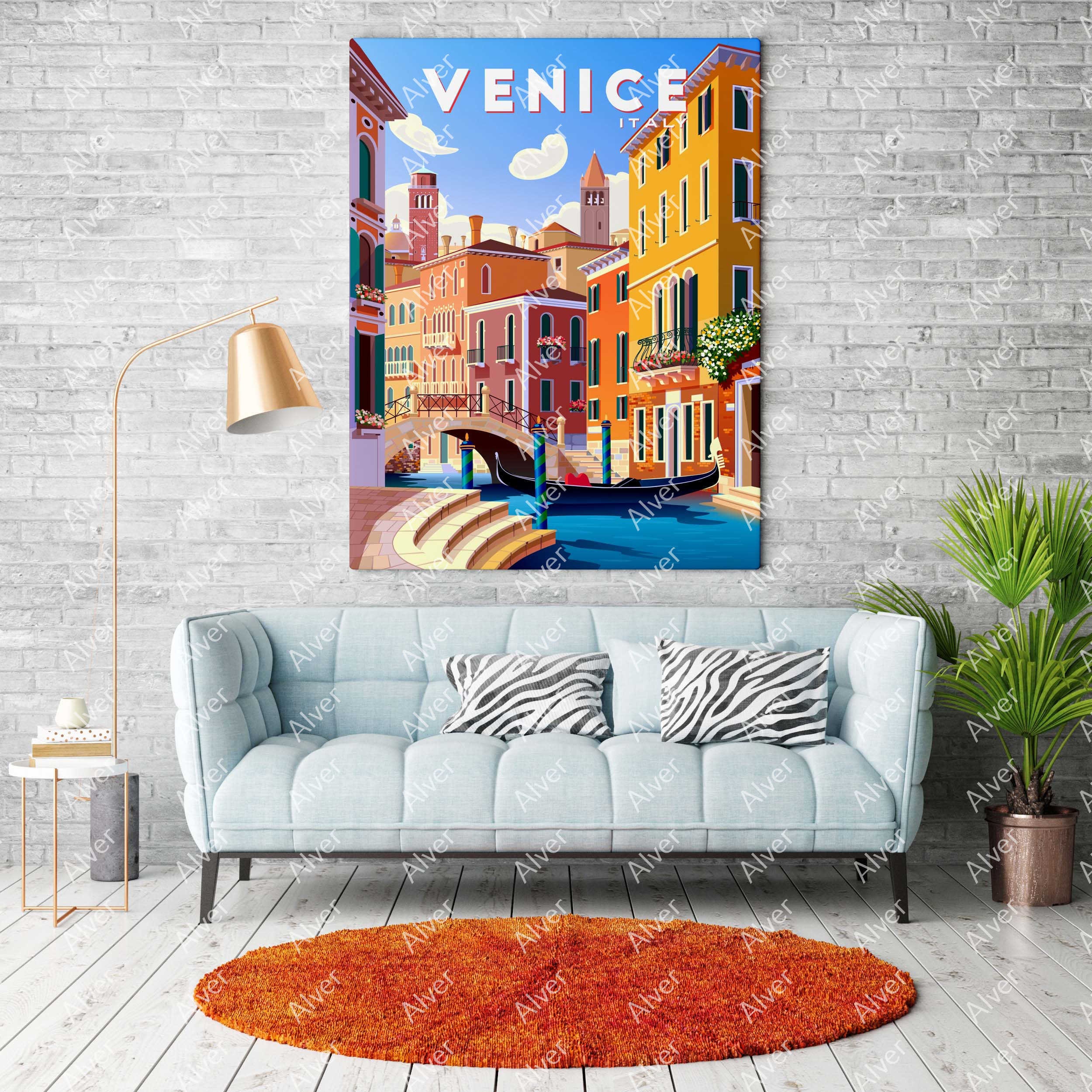 Affiche Voyage Vintage Venise Italie 30x45 Cm | Poster Rétro Décoration Murale Chambre Salon