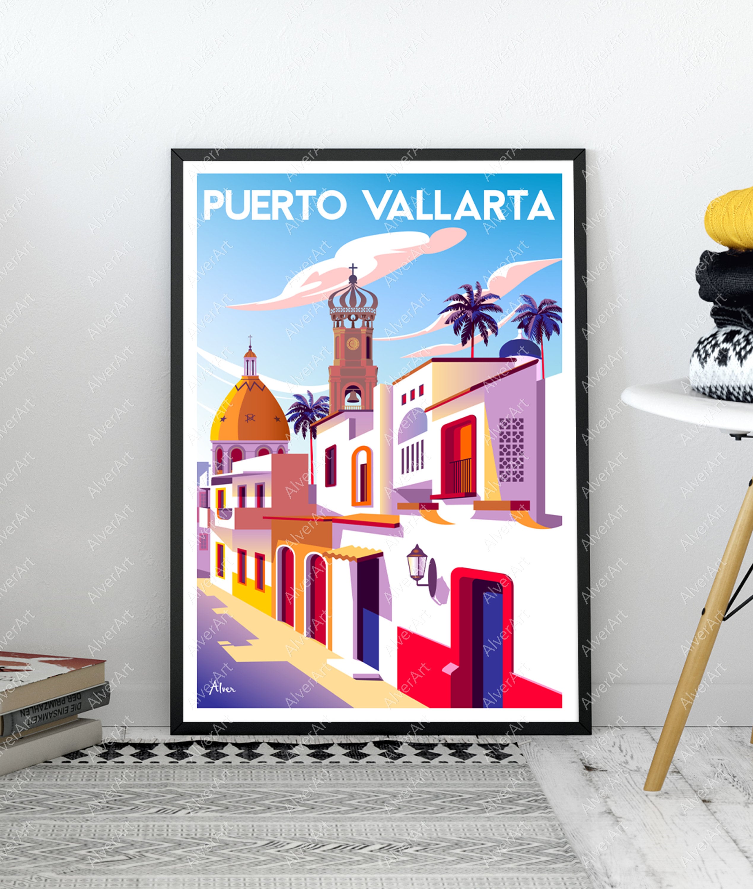 Cartel de Puerto Vallarta cartel de México impresión de Etsy México