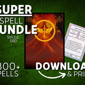 DnD 5e Spell Cards pdf para todas las clases / Paquete de hechizos / Libro de hechizos DnD imprimible / Reglas básicas de SRD / D&D / Mazmorras y dragones / Regalos DM