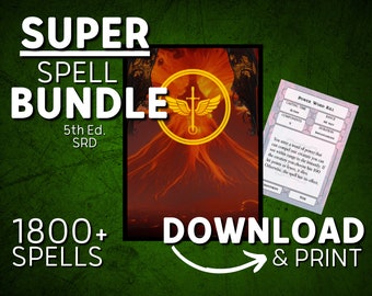 DnD 5e Spell Cards pdf for All Classes | Spell Bundle | Printable DnD Spell Book | SRD Basic Rules | D&D | Dungeons and Dragons | DM gifts
