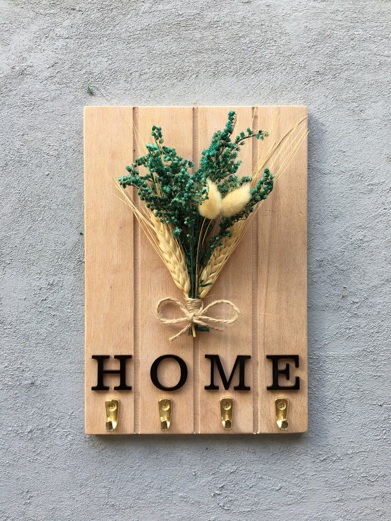 Fancy Key Rack Decorative Wooden Key Rack With Dried Flower Wood Key Organizer, Hand ...