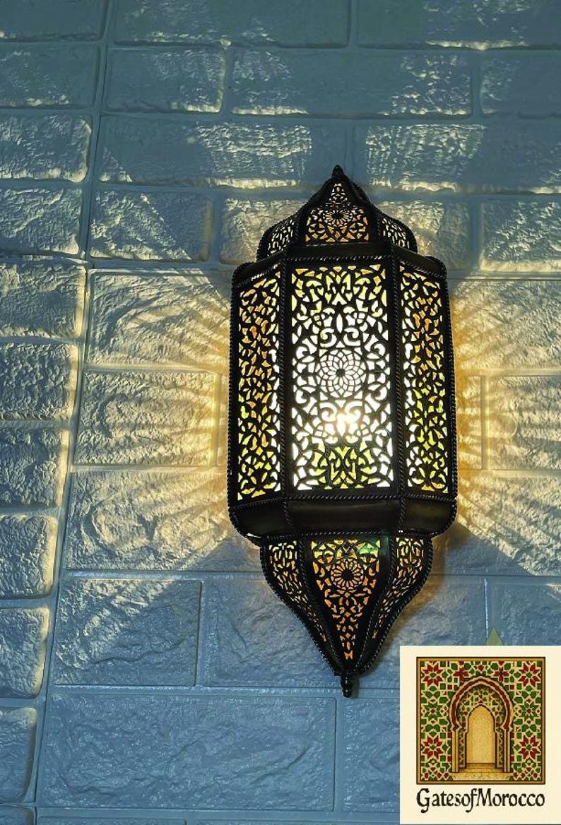 Handmade Moroccan Wall Lamp – Brass Engraved Sconce, Boho Chic Light ...