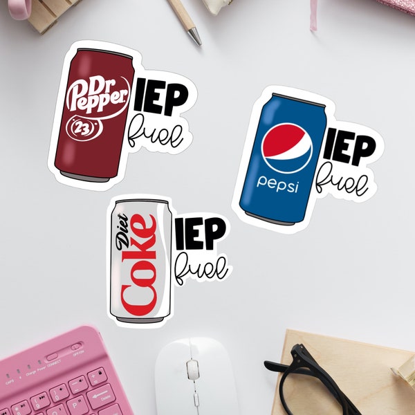 Funny CUSTOMIZABLE Soda Pop IEP Fuel Sticker | Teacher Sticker | Special Education Teacher Decal