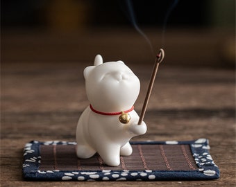 Ceramic White Cat Incense Holder, Cute Cat Incense Holder, Incense Stick Holder, Incense Cone Holder, Incense Burner Holder, Incense Holder