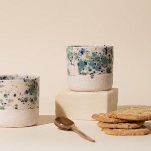 Handmade Ceramic Espresso Cup, Green And White Cup Set of 2,Ceramic Mugs,Espresso Cup, Gift for His and Her, Chistmas Mug,Noel Coffee Mug