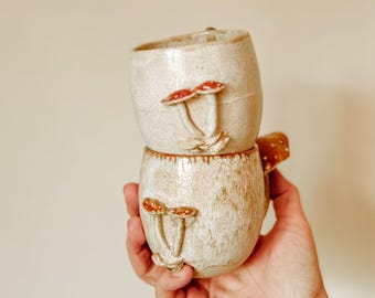 Handmade Mushroom Ceramic Mug – Cottagecore Stoneware Coffee Cup