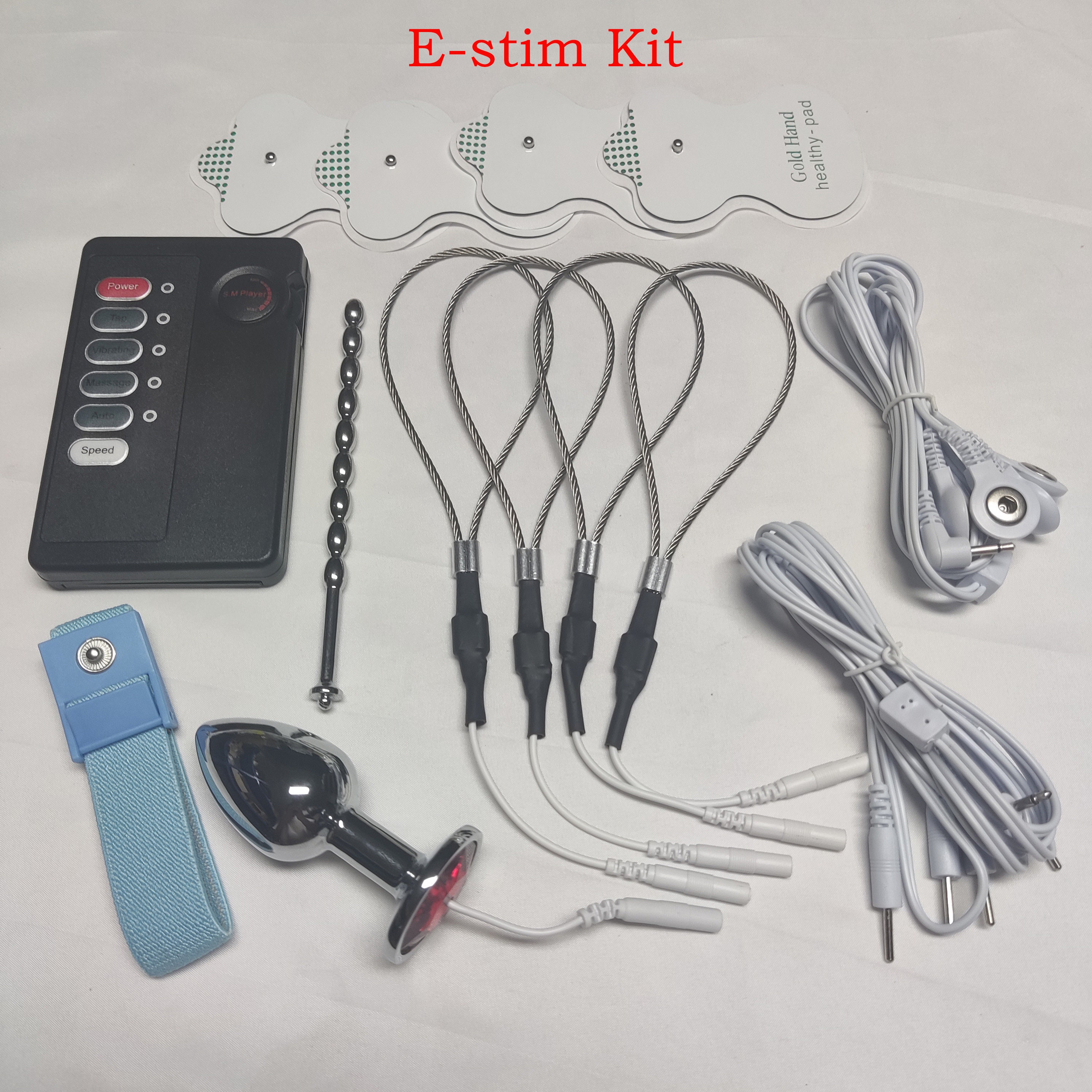 Electric Shock E-Stim Kit 300mm Therapy Silicone UrethralSounds with  PenisRing