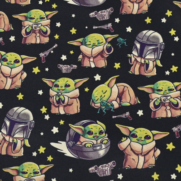 Baby Yoda Tissu Star Wars Tissu Dessin animé Tissu 100% coton Tissu By The Half Yard