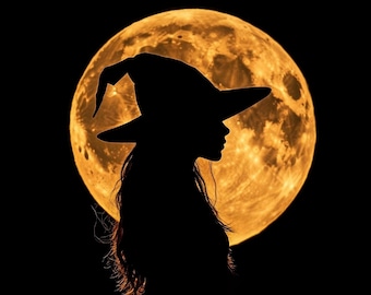 30“ × 30“ Halloween Witch Silhouette Fabric Panel, 100% Cotton