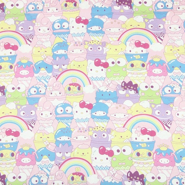 Hello Kitty Fabric My Melody Ice Cream Fabric Japanese Cartoon Anime Fabric 100% Cotton Fabric By The Half Yard