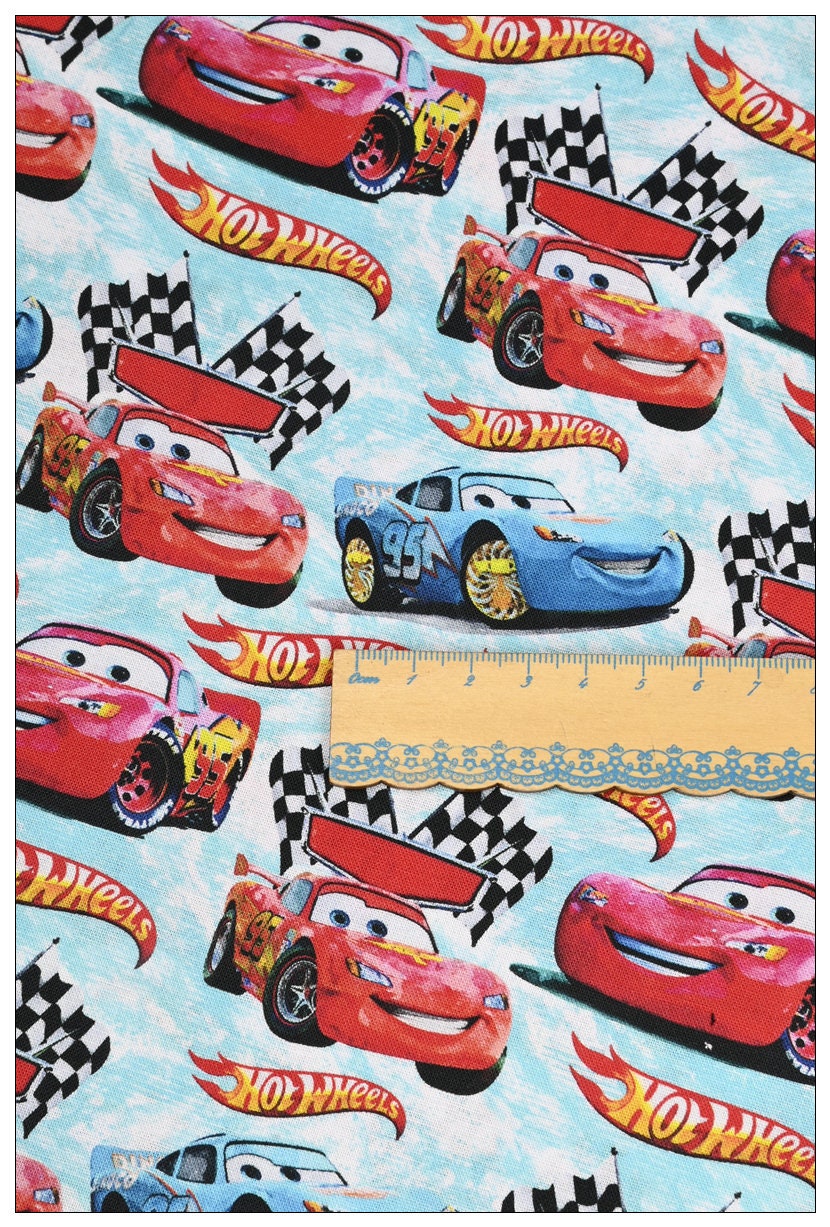 Cars Fabric Lightning Mcqueen Fabric Cartoon Anime Fabric 100 Etsy