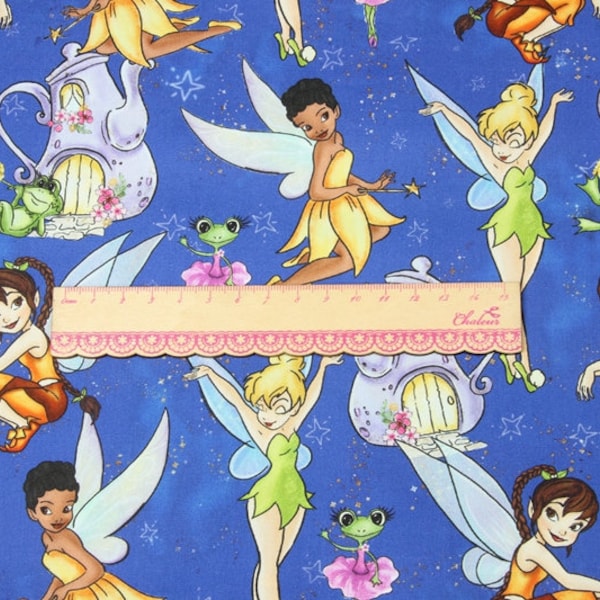 Tissu Clochette de Disney, fée Peter Pan tissu Cartoon Anime tissu 100 % coton tissu par la demi-cour