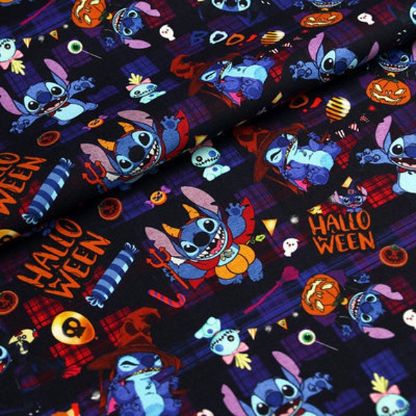 Halloween Stitch Fabric Blue Koala Fabric Cartoon Anime Fabric 100% Cotton Fabric By The Half Yard