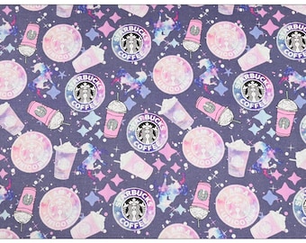 Starbucks Fabric for Coffee Lover Fabric  Starbucks Coffee Fabric Mermaid Fabric Cartoon Anime Fabric 100% Cotton Fabric By The Half Yard