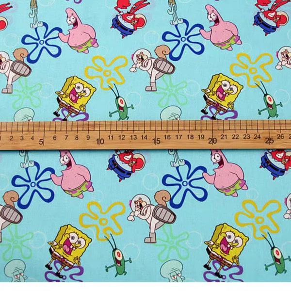 SpongeBob SquarePants Fabric Cartoon Anime Fabric 100% Cotton Fabric By The Half Yard