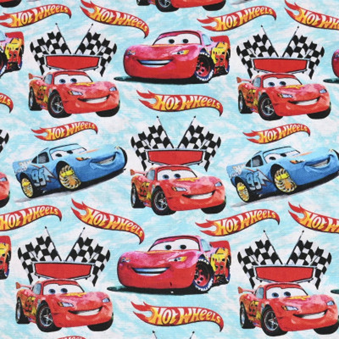 Cars Fabric Lightning Mcqueen Fabric Cartoon Anime Fabric 100 Cotton Fabric by the Half Yard Etsy
