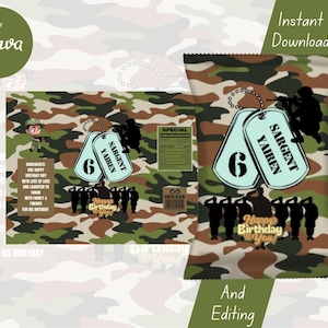 Army Sweets Candy Chip Bag Wrapper Labels (Instant Download)