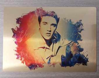 Exclusieve gouden zwevende metalen print van Elvis Presley